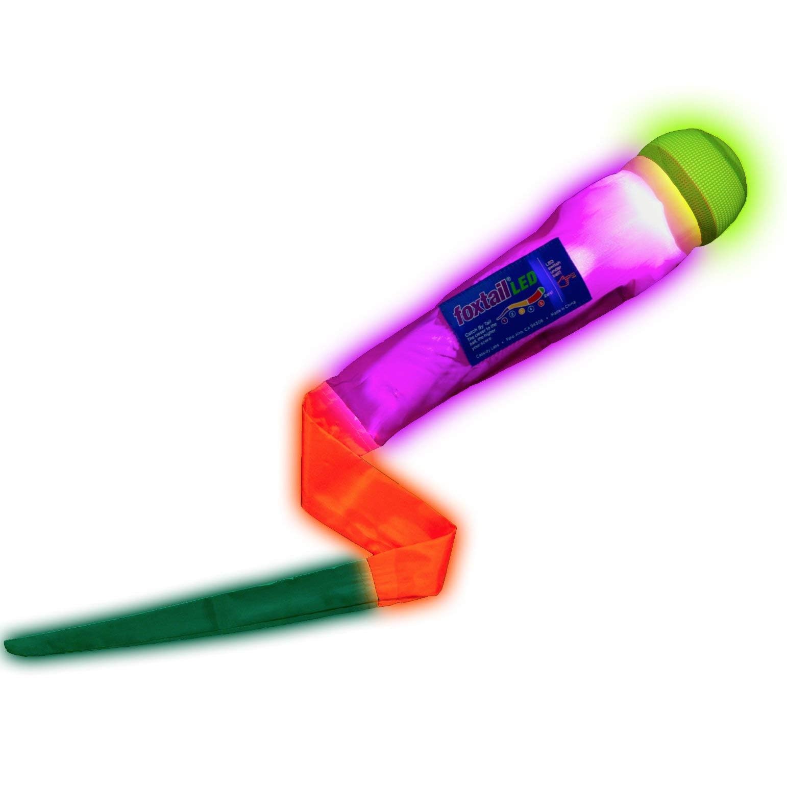 Foxtail LED - Outdoor Throw and Catch Light Up Game - Foam Ball & Tail Glow at Night - Play in the Dark - Fun Gift Idea for Kids