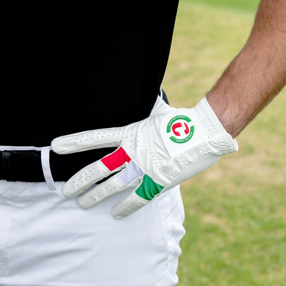 Duca Del Cosma Primavera-White-Green-Red-Left-Mens-Golf-Glove