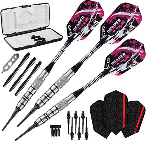 Viper Grim Reaper 80% Tungsten Soft Tip Darts With Storage/Travel Case, Coarse Knurling, 16 Grams