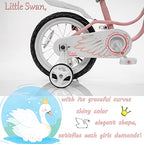 Royalbaby Swan Girls Princess Kids Bike With Basket Mudguards, 12 14 16 18 Inch Toddler Beginners Bicycle For Age 3-10 Years, Tr