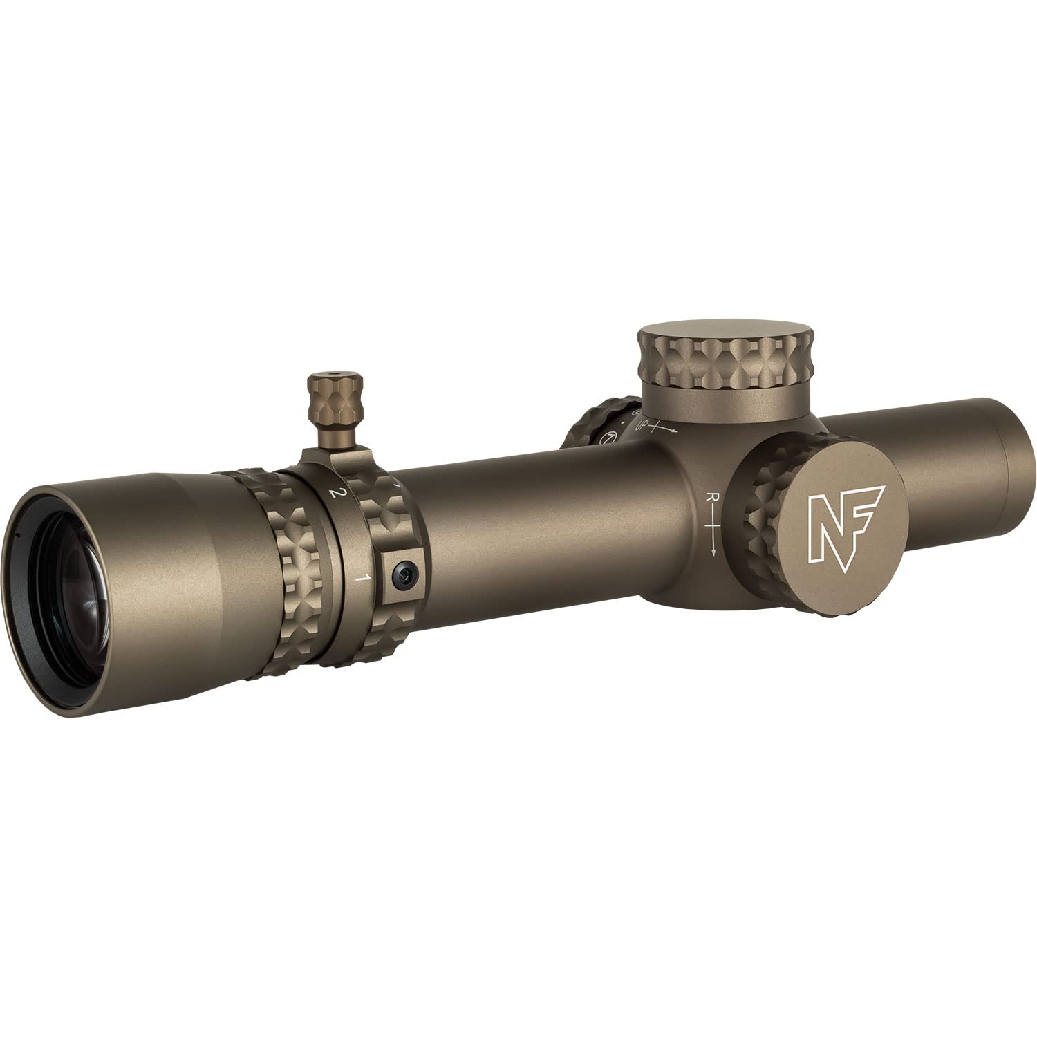 Nightforce NX8 1-8x24mm F1 Dark Earth Riflescope - First Focal Plane (FFP), FC-MOA Reticle, 0.5 MOA, Daylight Visible Illuminati