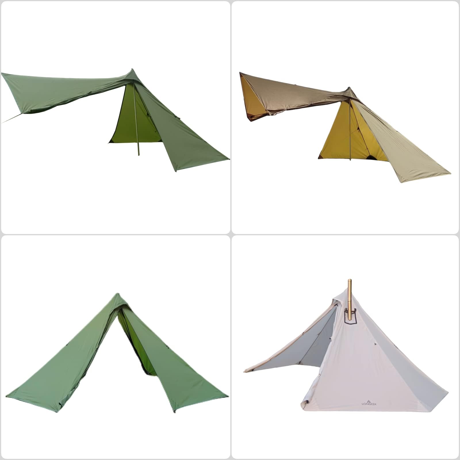 Longeek 4 Person Camping Tent 4 Seasons Backpacking Ultralight Easy Up Hot Teepee