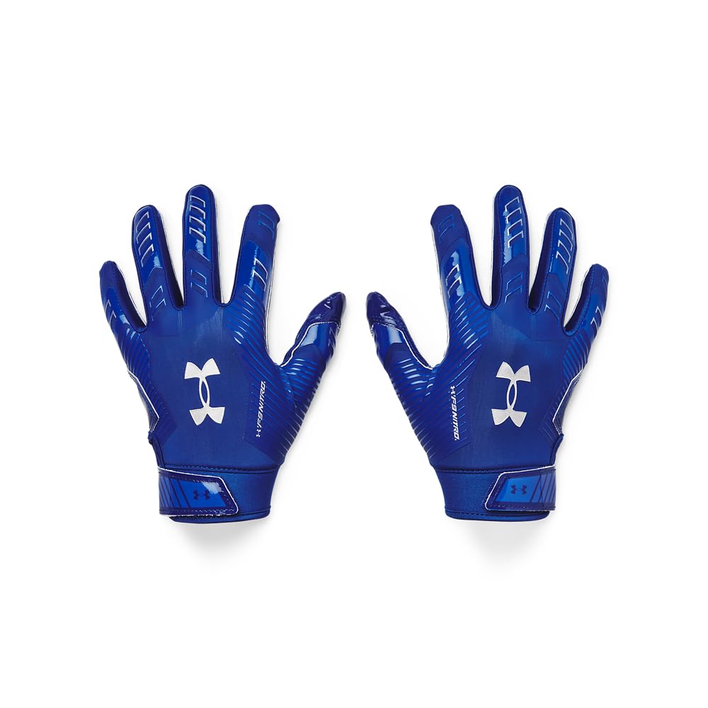 Under Armour Boys' F9 Nitro Football Gloves, (400) Royal/Capri/Metallic Silver, Small