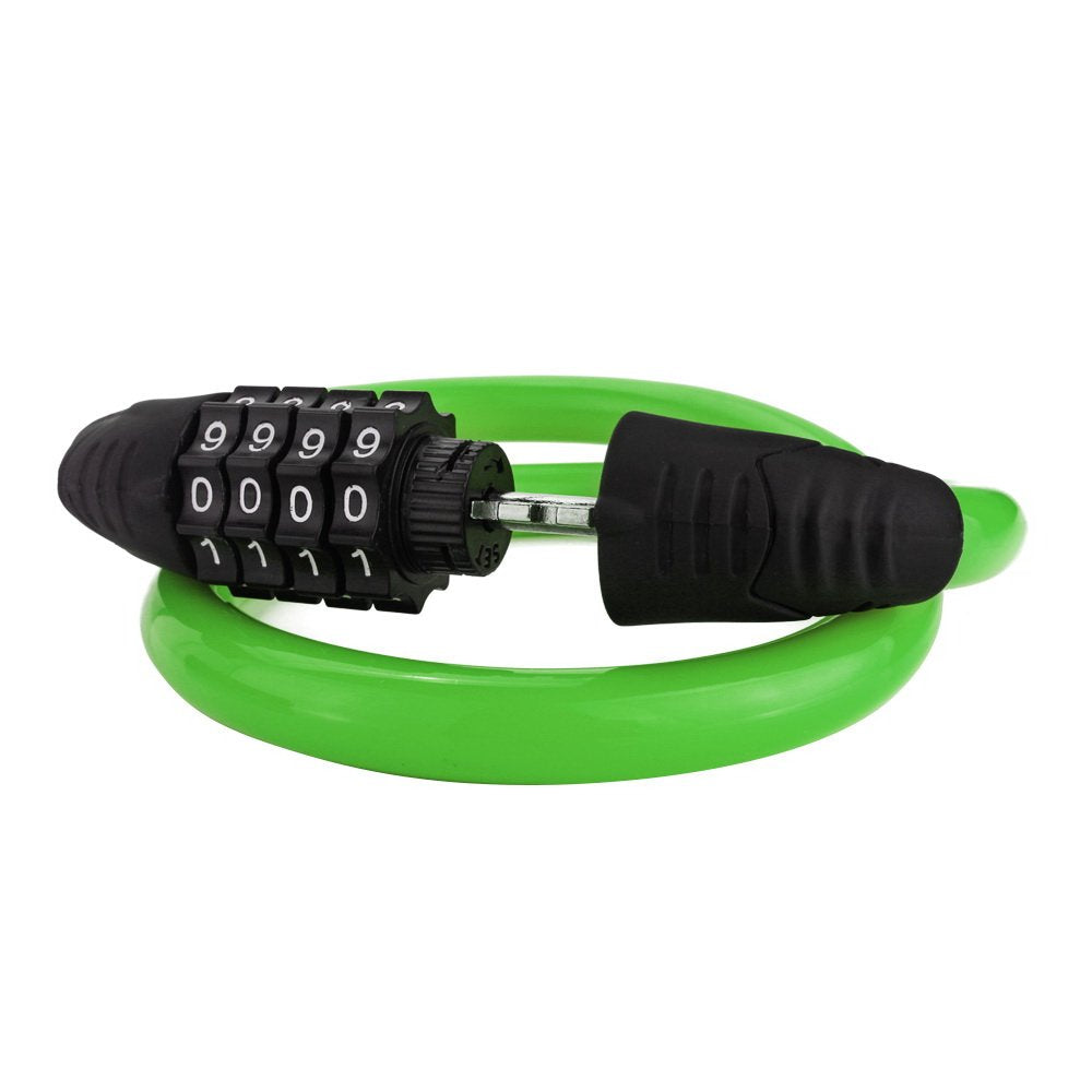 Sanwo Security Bike Lock Resettable Combination Cable Lock For Bicycle (Green)