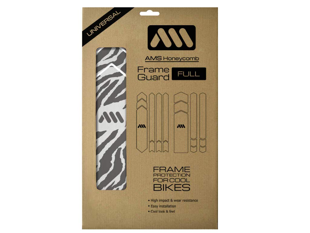 All Mountain Style MTB Bike Frame Protector - Honeycomb 380 Microns PVC - Universal Guard for Downhill & Enduro - 18-Piece Set -