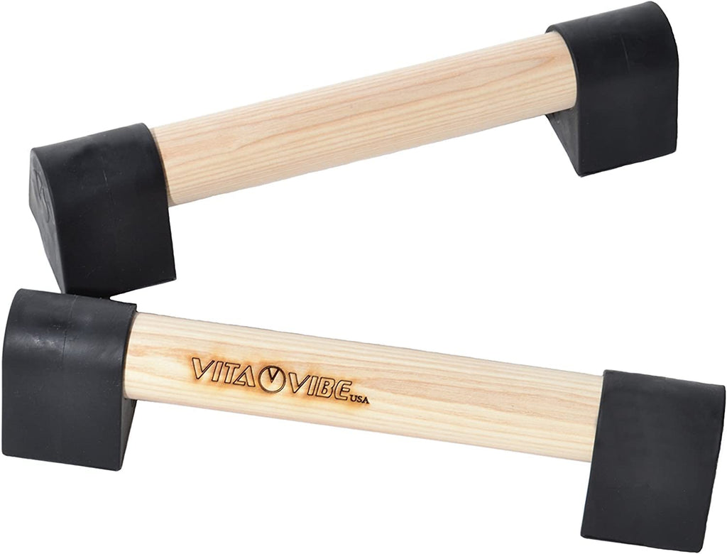 Vita Vibe - Ultra Portable Mini Ash Wood Parallettes Set - 9 Inch - 12 Inch - Usa Made (12'')