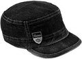 Goodfriends Classic Denim Cadet Cap, Black Military Style Flat Top Hat