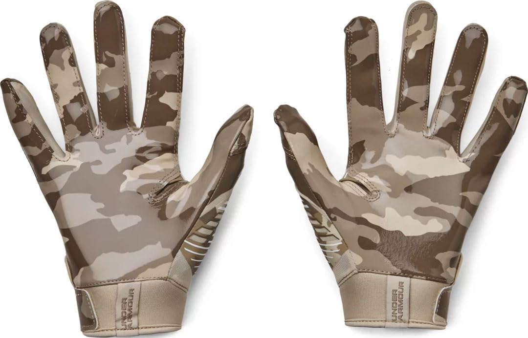 Under Armour Boys F9 Novelty Football Gloves, (289) Khaki Base / / White, Medium