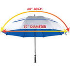Suntek 68    Golf Umbrella, Windproof & Waterproof Umbrellas With Vented Double Oversize Golf Canopy, Reflective Uv Protection,