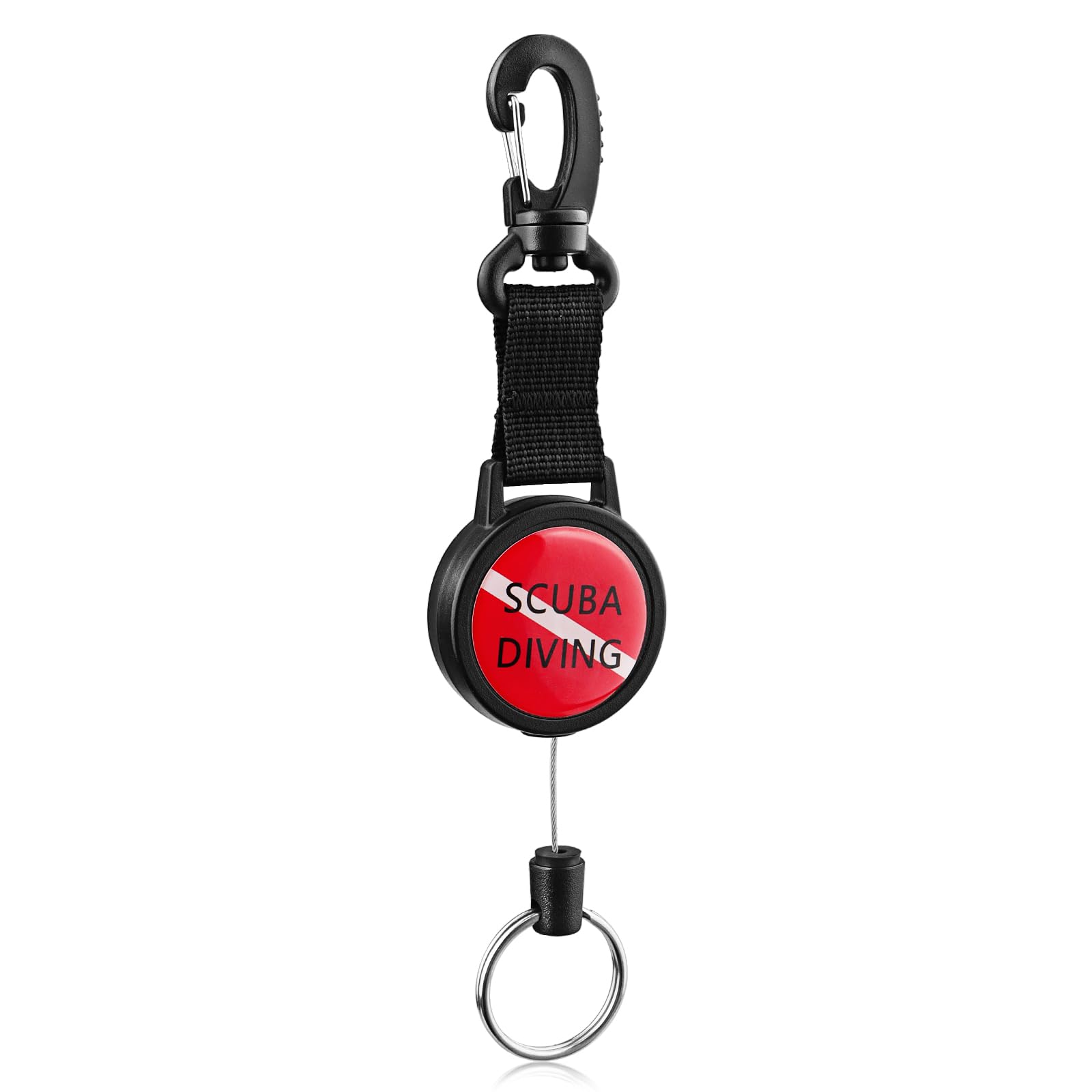 Pecihiko Scuba Retractor, Dive Gear Retractor with 2ft Retractable Tether, Plastic Snap Hook Clip, Split Ring, Quick Release Ext
