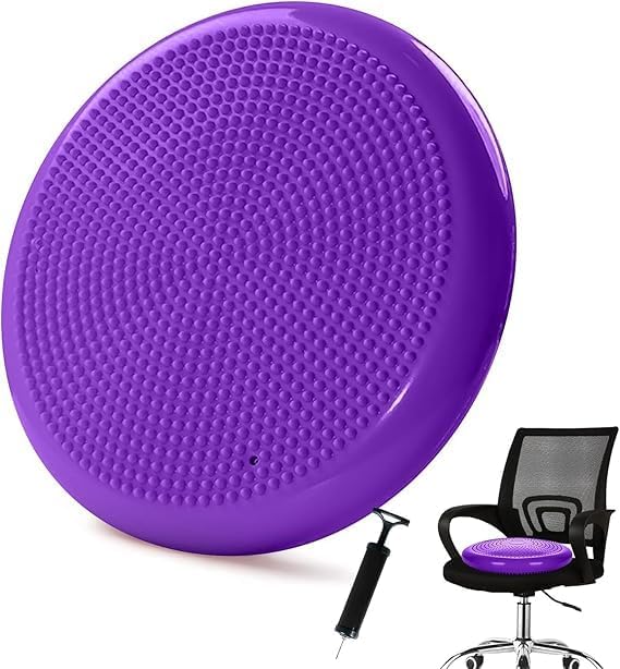 Acupression Balance Disc Cushion with Air Pump, 33 cm Wobble Stability Trainer for Core Strength, Posture Correction, Yoga, Gym,