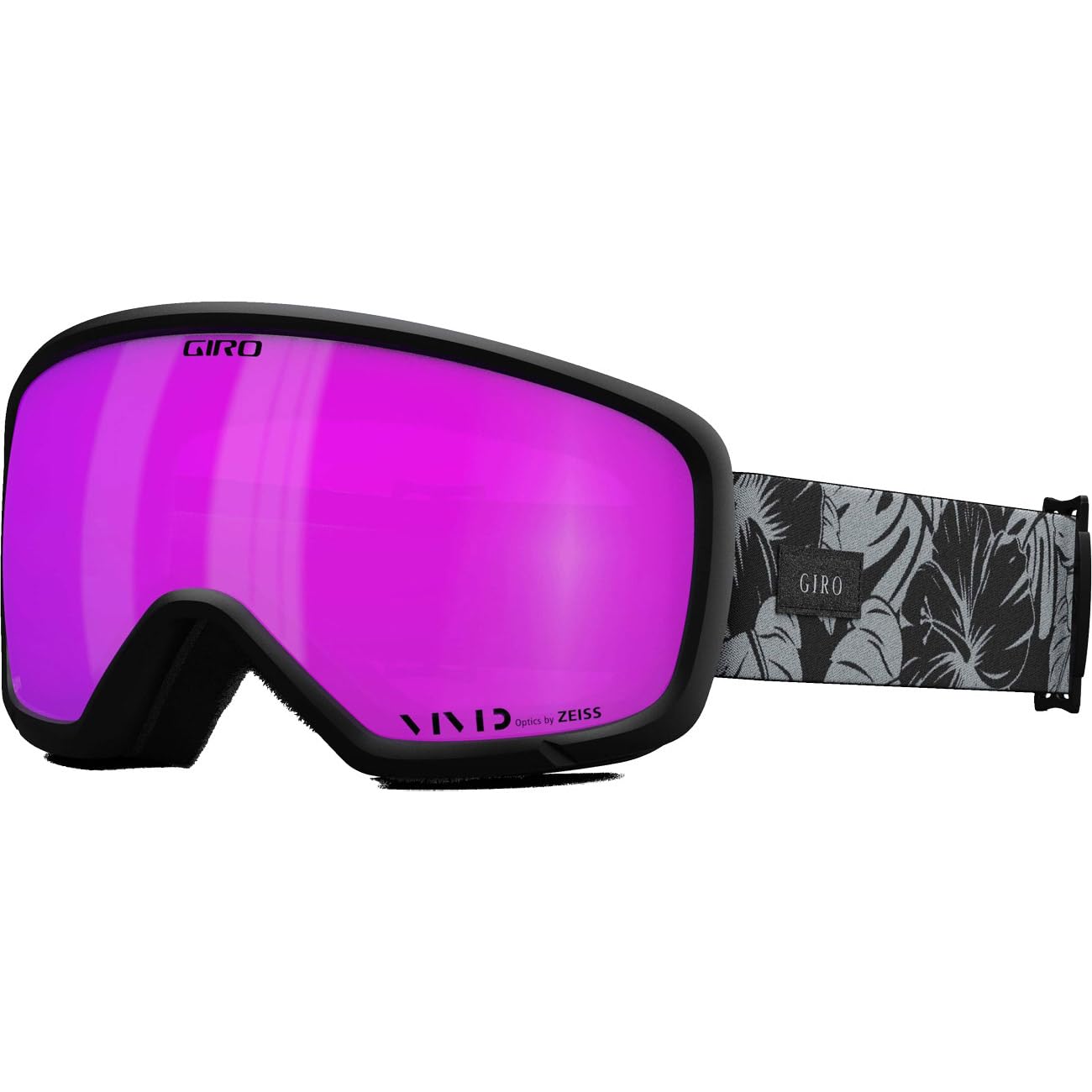 Giro Millie Ski Goggles - Snowboard Goggles for Women & Youth - Black & Grey Botanical Lux Strap with VIVID Pink Lens