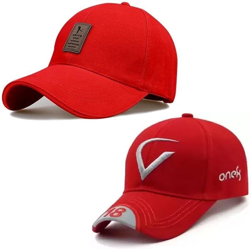 Goodfriends Unisex Baseball Cap Red Free Size Cotton For Sports And Casual Outdoor All Seasons Adjustable Sport Theme