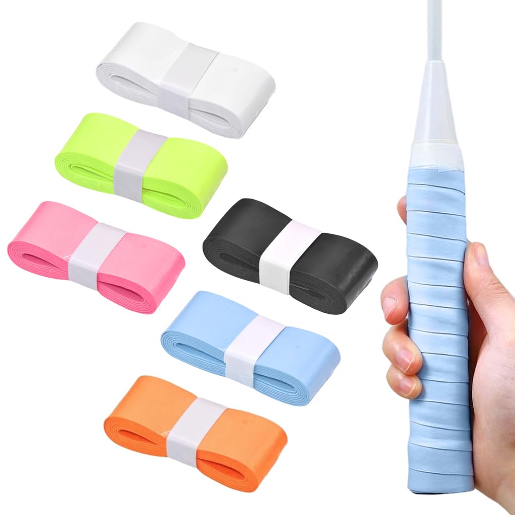 Proberos 6 Pcs Badminton Grip, Multicolor Anti Slip Perforated Tennis Racket Grip Tape Sweat Absorbent Overgrip Tape Strong Badm