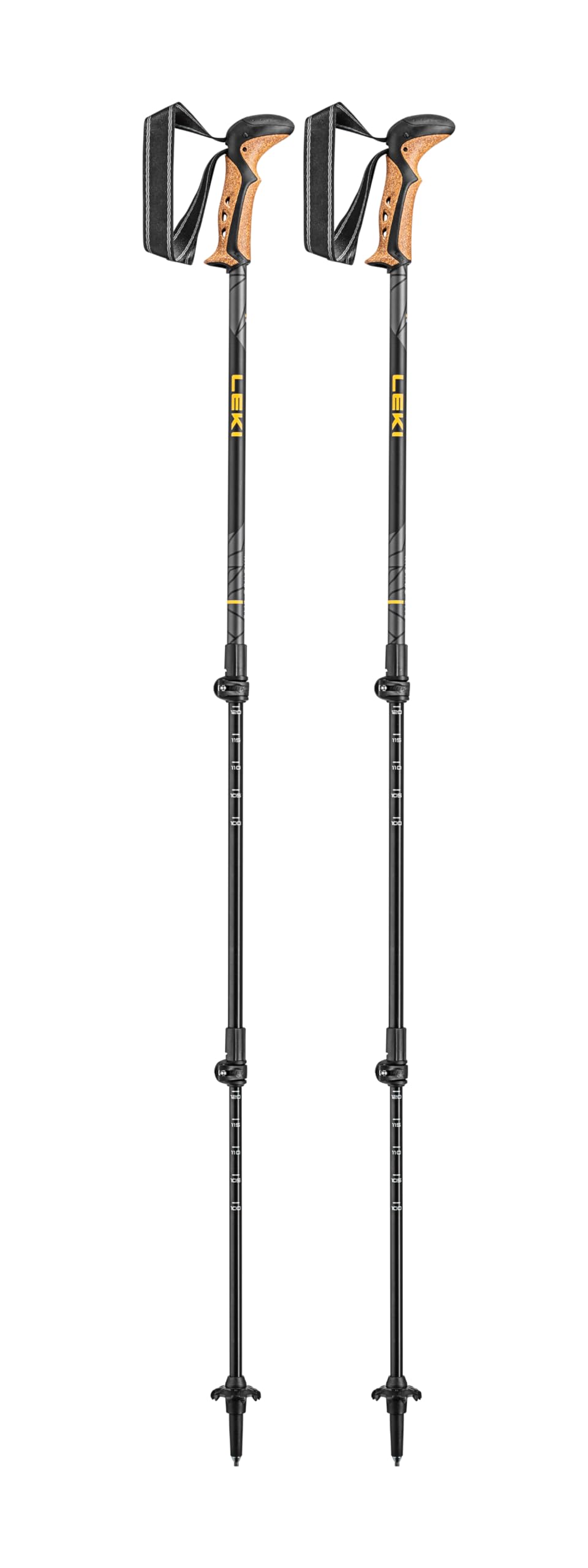 LEKI Khumbu Lite Aluminum Adjustable Lightweight Walking Poles for Trekking & Hiking - Orange-Anthracite-Black - 100-135 cm