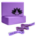 Netxe Yoga Block With Yoga Belt Set,Gh Density Foam Soft NonSlip Yoga Blocks With Yoga Belt For All People, 8 Loops Stretching