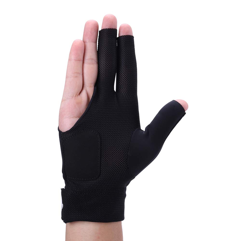 Roaming Quick-Dry Breathable Billiard Pool Gloves, Shooters Carom Snooker Cue Sport Glove Fits On Right Hand (Black-Right Hand,