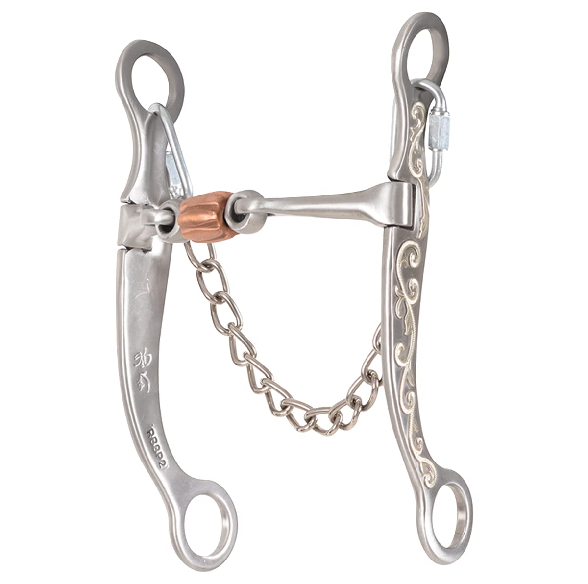 Classic Equine Interpreter Shank Roping Bit With Swivel Smooth Bar Copper Roller Dogbone, 6.75-Inch