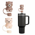 Cute Bear Straw Cover for Stanley Cup, Silicone Straw Topper for Stanley Cup 30&40oz with Tumblers, 10mm 0.4in Lid Accessories f