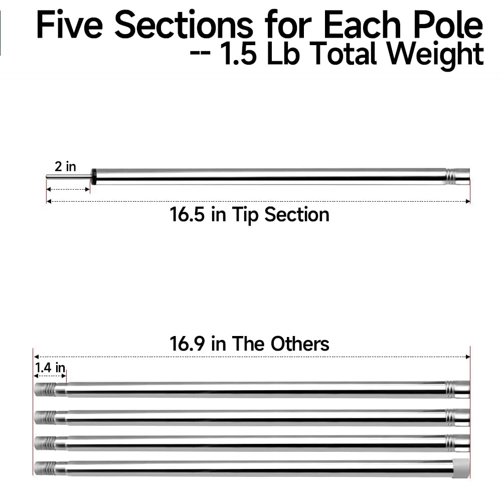 Sanlike Tarp Poles Adjustable 75 In Camping Tent Poles For Tarp Portable Telescoping Tent Poles For Awnings Canopy Rain Fly Shel