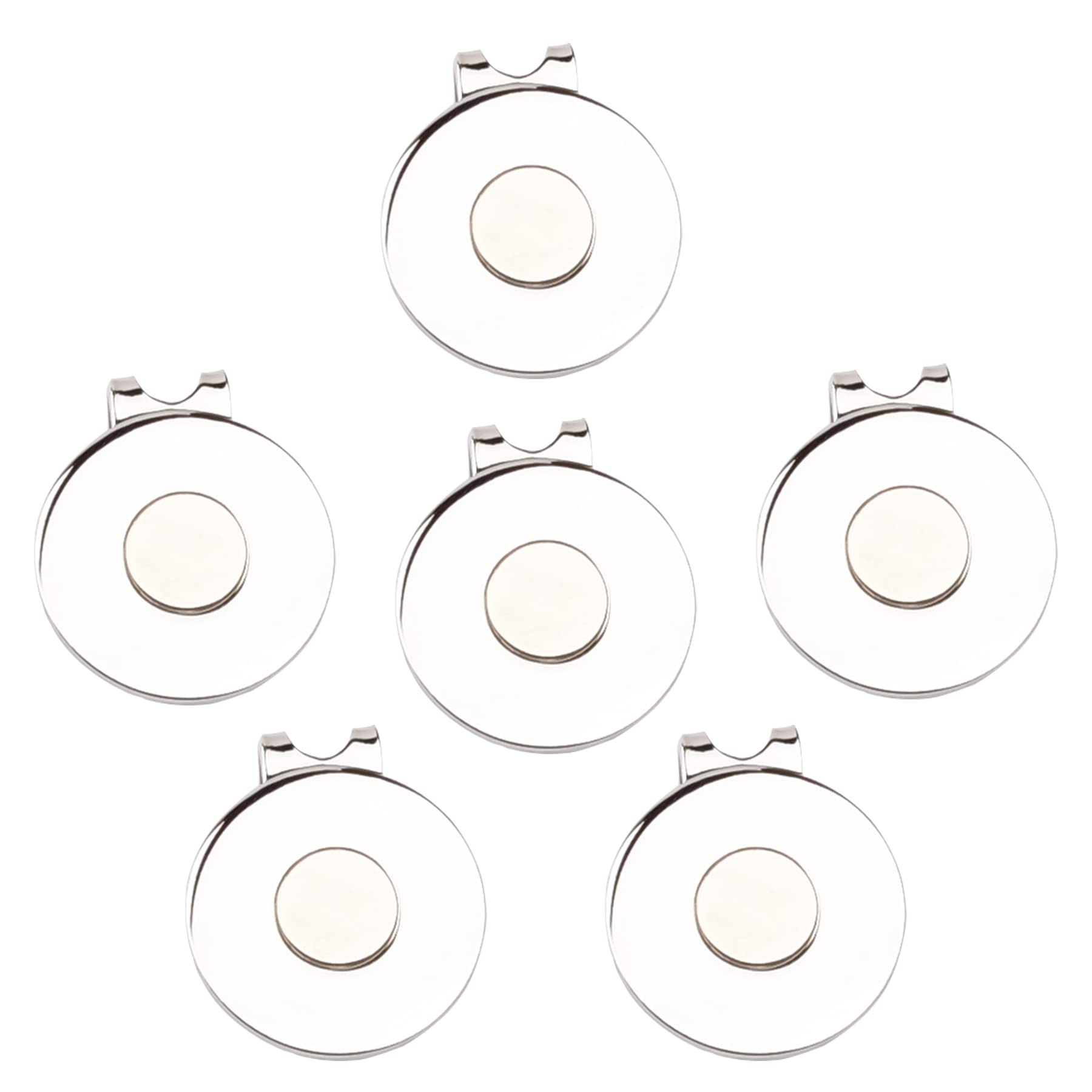 Eshan Magnetic Golf Hat Clips (6 Pcs, Silver) Ball Marker Holder For Golf Gloves Hats Bags Caps Visor Belt
