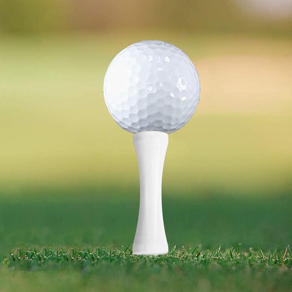 Zivisk Bamboo Golf Tees 3-1/4 Inch 100 Count Wooden Tall Step Down Castle Tees Golf (White,83Mm)
