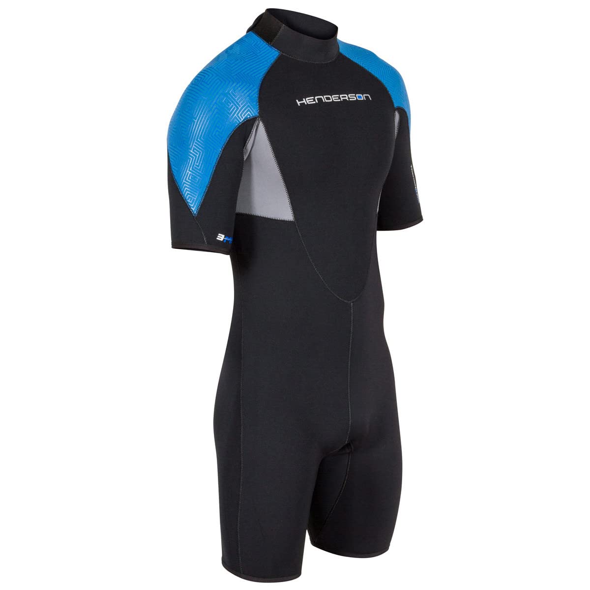 Henderson 3Mm Thermoprene Pro Mens Back Zip Shorty, Black/Blue, 3Xl