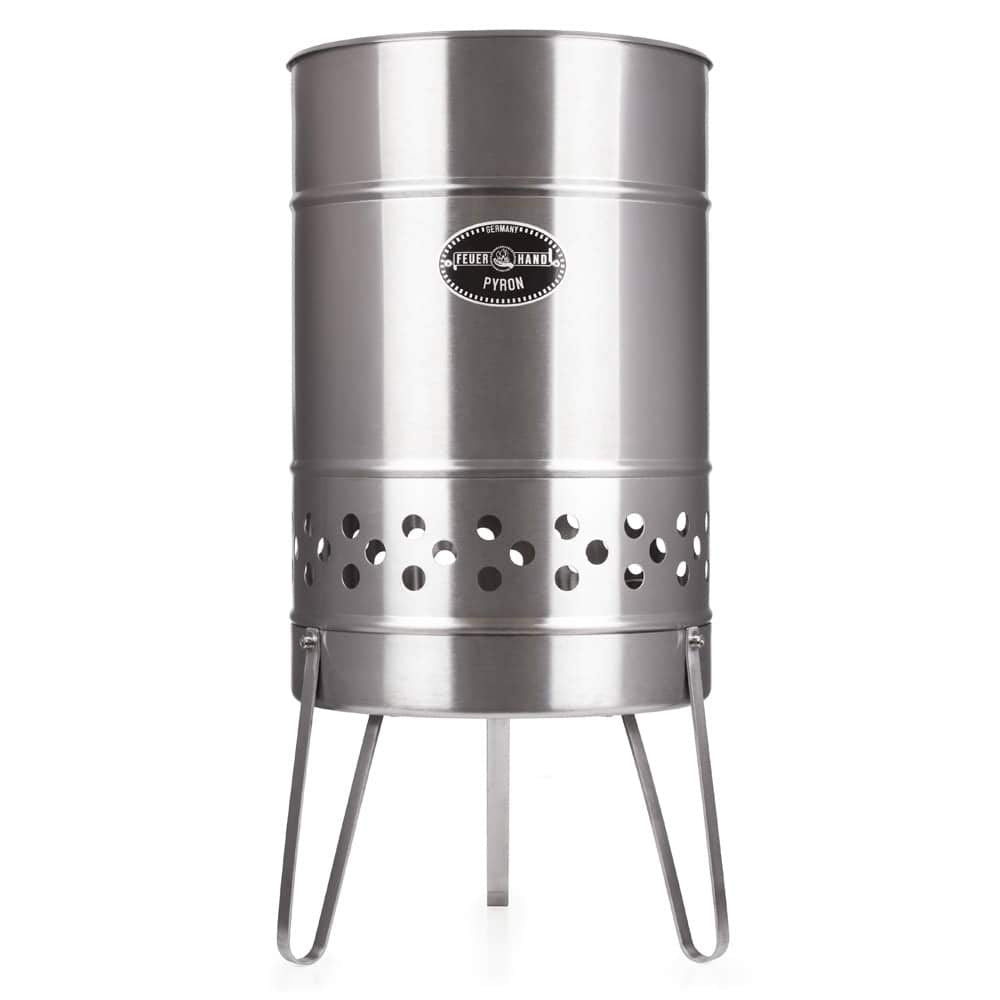 Petromax Feuerhand Fire Barrel Pyron, Stainless Steel Double-Walled Fire Pit For Yard Or Patio, Feet Protect Ground Surface, 29'