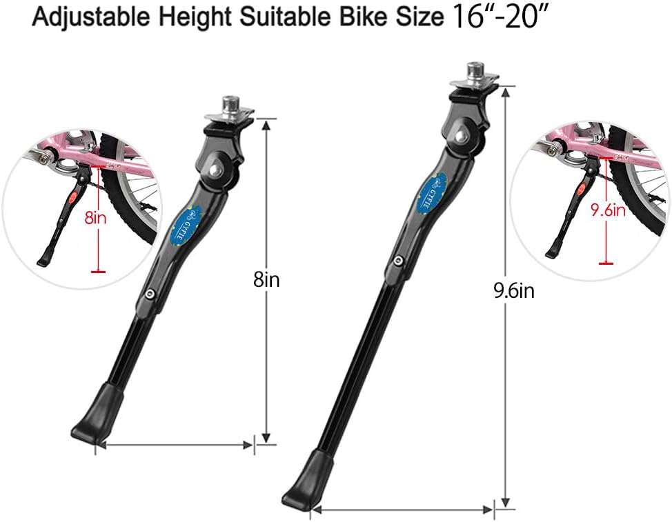 Kickstand For 16 18 20 Inch Kids Bicycle, Bike Kickstand Center Mount Adjustable Aluminum Alloy Kick Stands For 16-20 Inch Kids