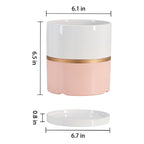 Ekirlin 6 Inch Plant Pot - Ceramic Flower Planters Indoor - Modern Succulents Containers With Drain Hole Saucer, Decorate Home,