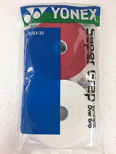 Yonex Super Grap 30-Pack Racket Grips, White Red