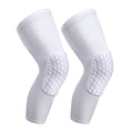 Pisiqi Knee Compression Pads Long Leg Sleeve Brace Protection For Basketball, Football & Volleyball (2 Sleeves) (White, L)