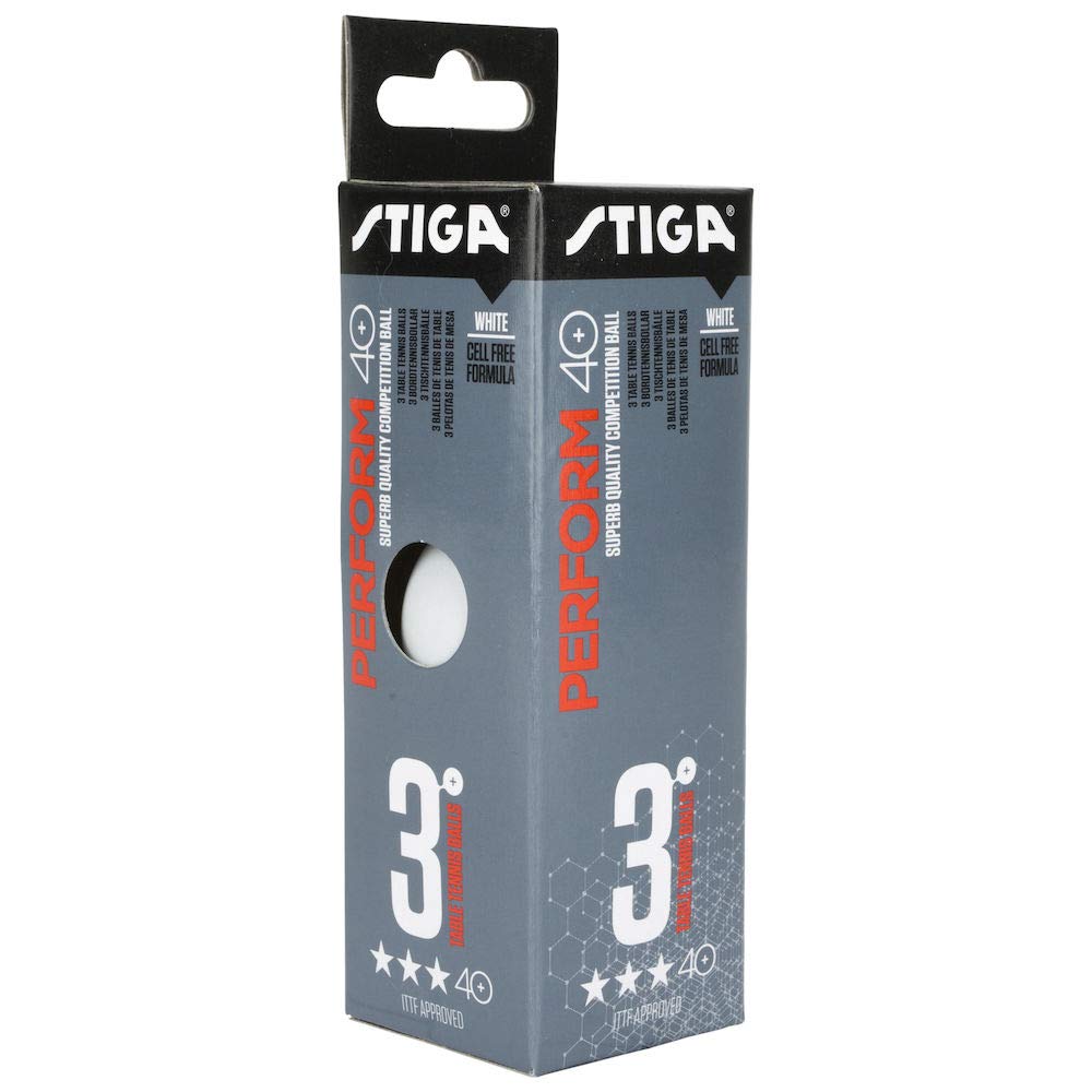 Stiga Unisexs White Perform 3-Star Abs 3-Pack, One Size