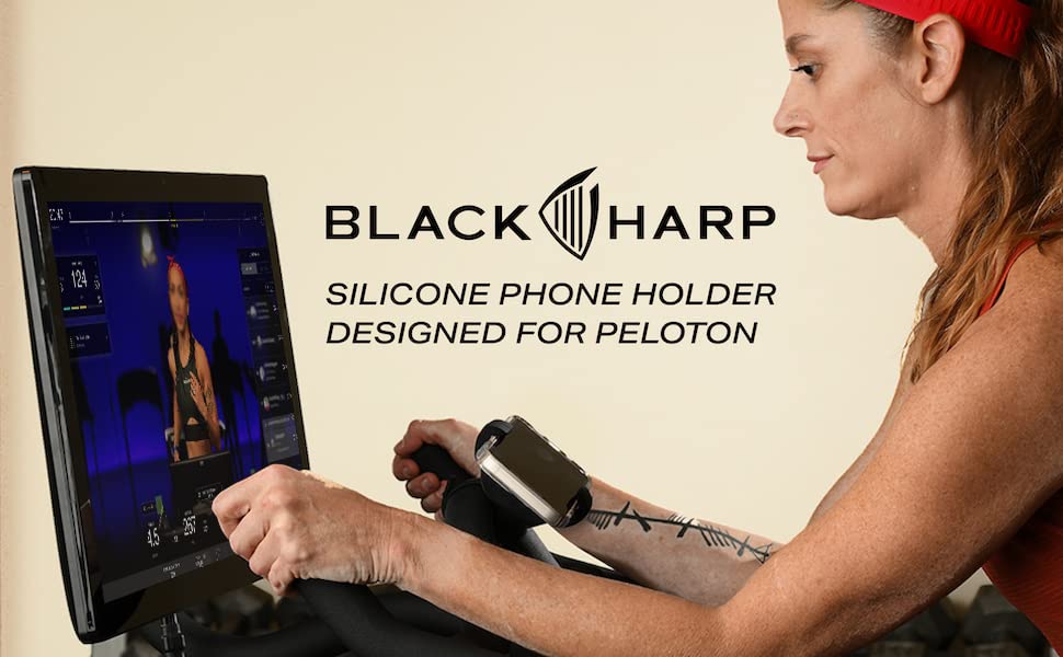 Black Harp Silicone Bike Phone Holder Designed For Peloton And Exercise Bike- Cell Phone Mount For Stationary Exercise Bike Acce