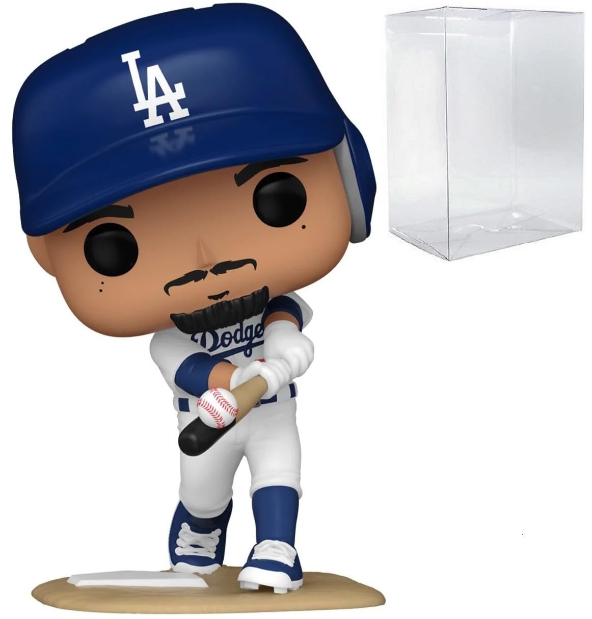 POP MLB: Dodgers - Mookie Betts (Swinging Bat) Funko Vinyl Figure (Bundled with Compatible Box Protector Case), Multicolor, 3.75