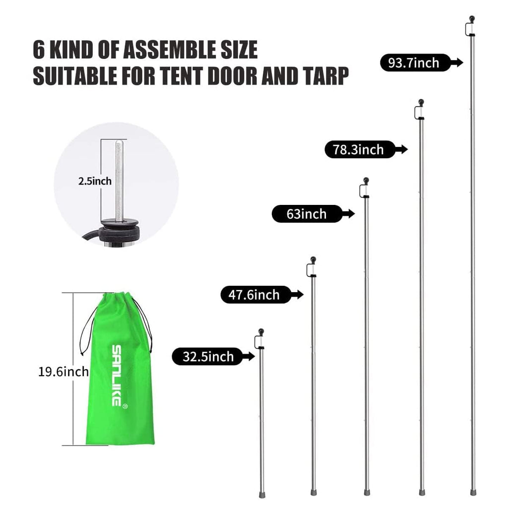 San Like Tent Poles For Tarp, 90 In Tarp Poles Set Of 4, Tent Poles Replacement, Telescoping Pole, Canopy Poles, Camping Poles F