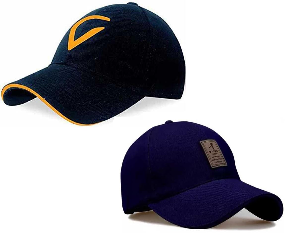 Selloria Brand Cotton Adjustable Caps Quick Hat For Summers Outdoor Activites Combo Of 2 Multicolour