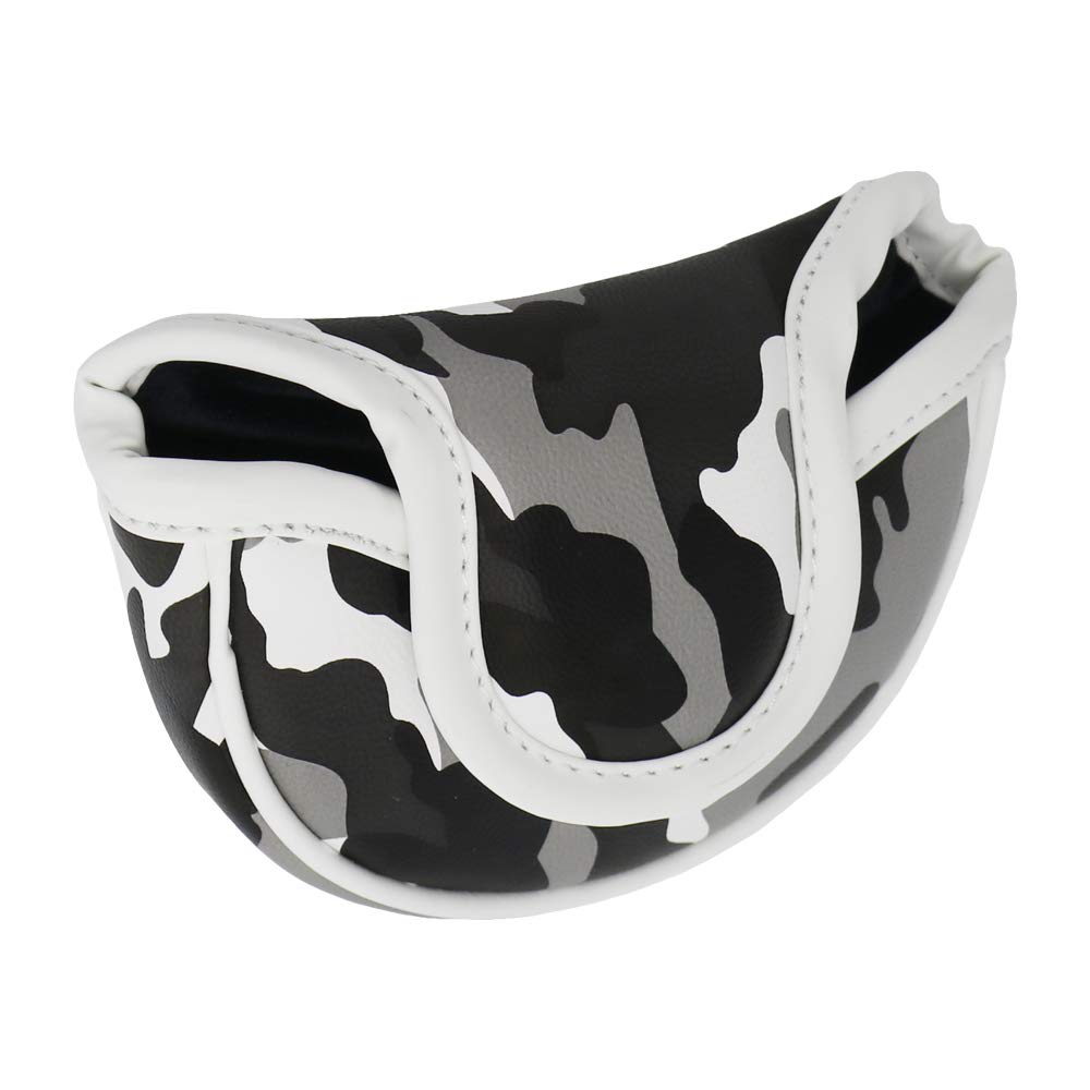 Seacloud Golf Head Cover Small Size Pu Leather Camouflage Style Mallet Putter Headcover Designed For Smaller Mallet - Gray