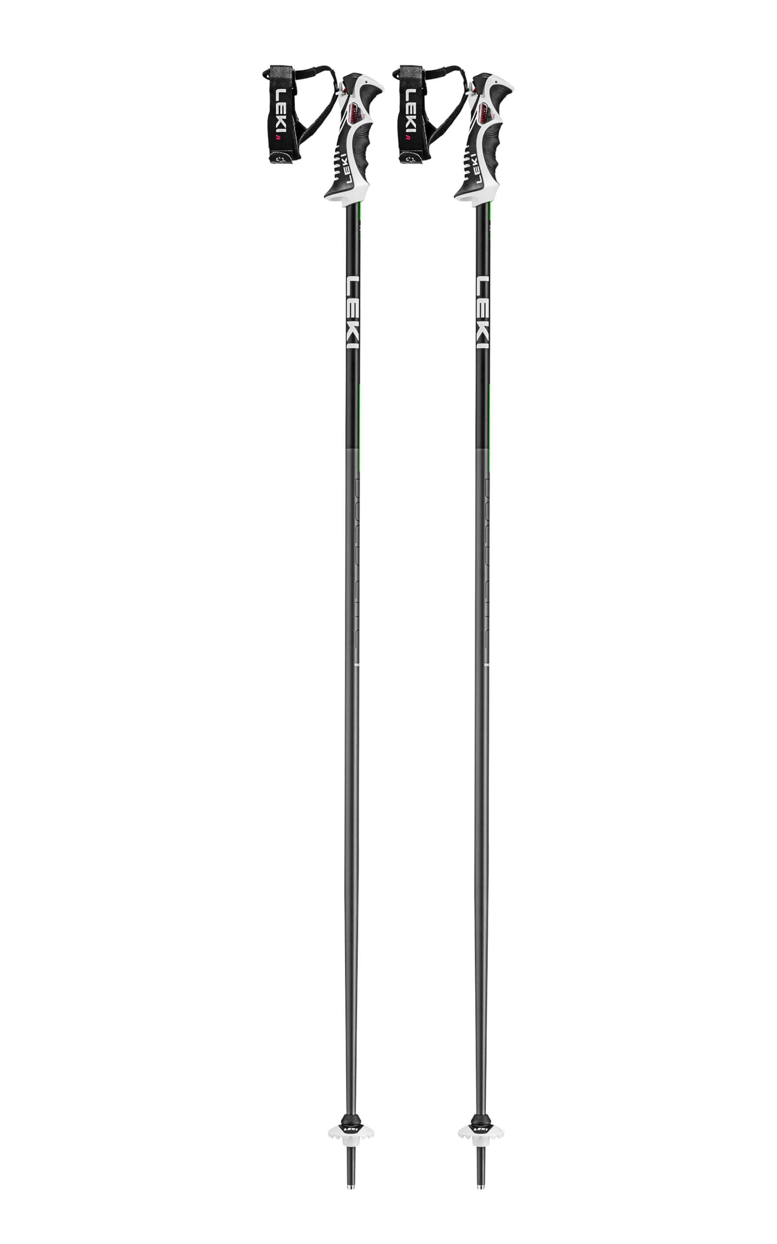 LEKI Bold Lite S Lightweight Aluminum Ski Poles for Alpine Skiing - Dark Anthracite-Black-Neongreen - 110 cm