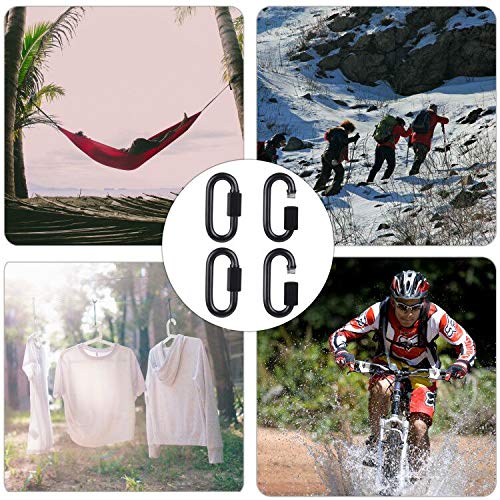 Bewishome D Shape Locking Carabiner, Black Quick Links,8 Pcs Chain Links, Heavy Duty Durable Chain Connector,Black,Hdk04H