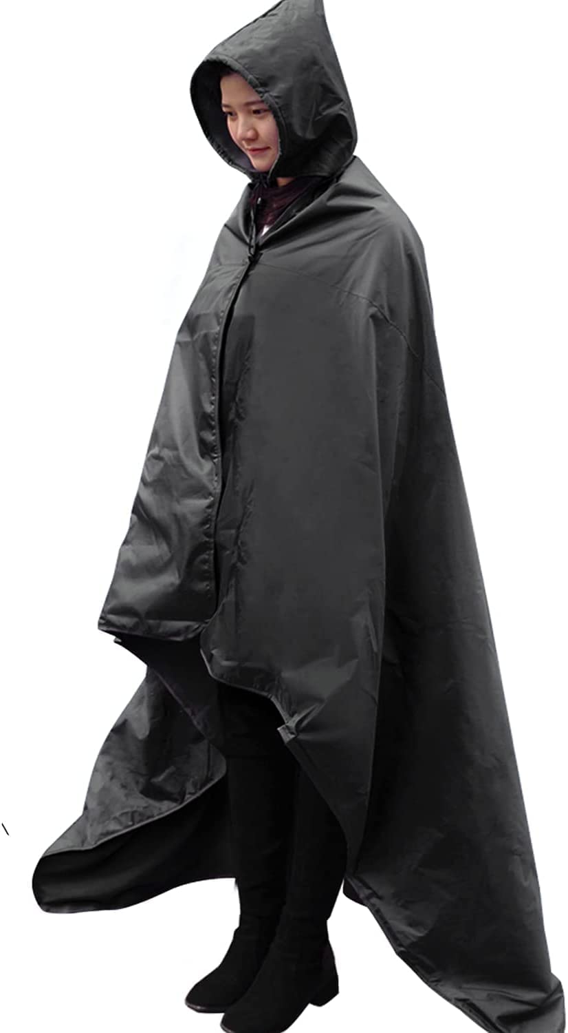 Dukuseek Hooded Stadium Blanket, Waterproof Windproof Outdoor Fleece Blanket - Large (79 ''X 59 ''), Portable, Wearable, Warm Fo