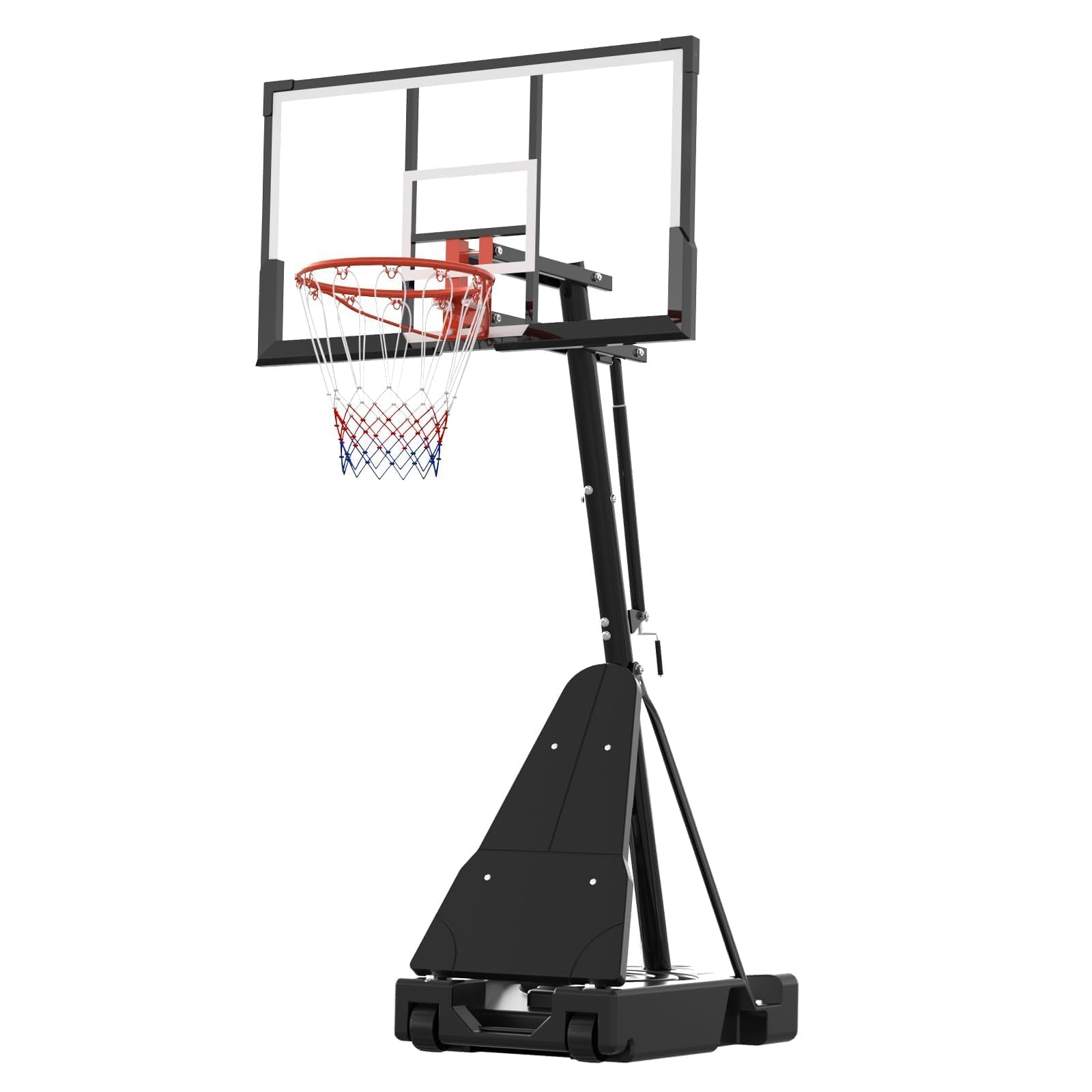 Basketball Hoop Outdoor 44 Inch Shatterproof PC Backboard, 4.92-10FT Stepless Adjustable Height, Portable Basketball Hoop with W