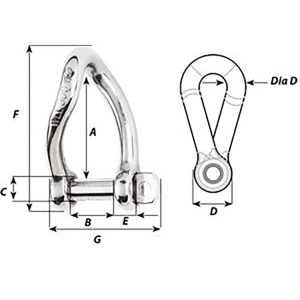 Wichard Self-Locking Twisted Shackle - Diameter 5Mm - 3/16''