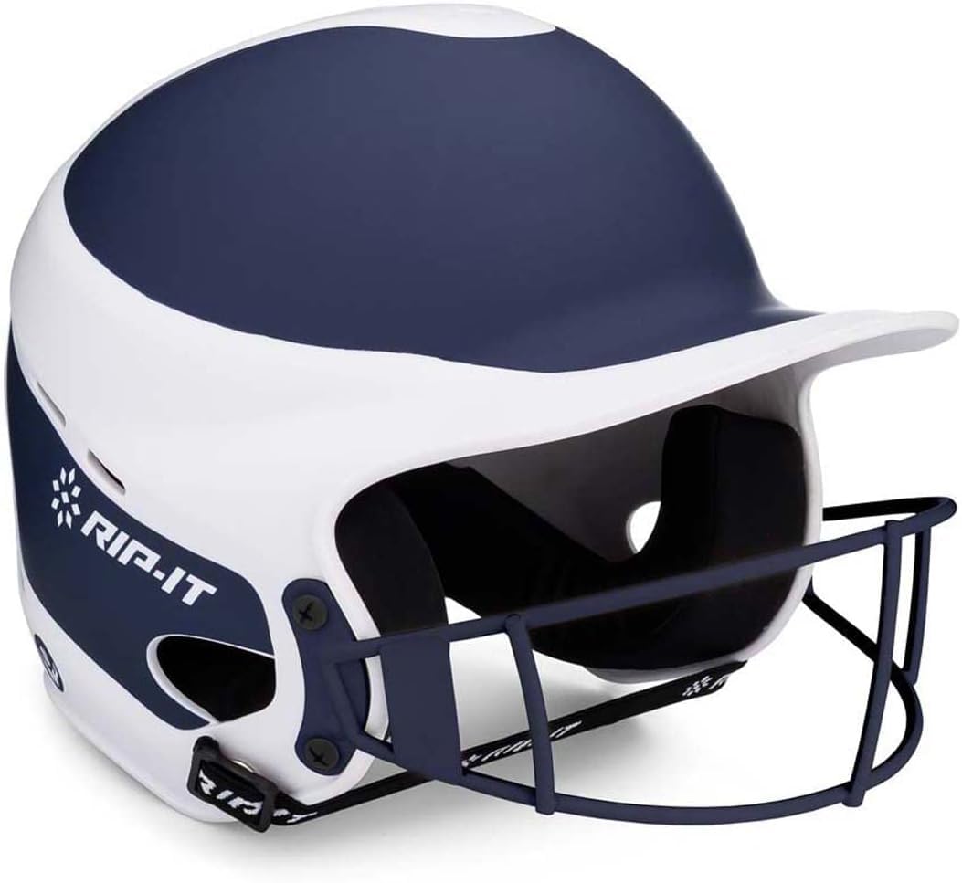 RIP-IT | Vision Pro Softball Batting Helmet with Face Mask | Matte | Two-Tone Navy M/L | Lightweight Womens Sport Equipment