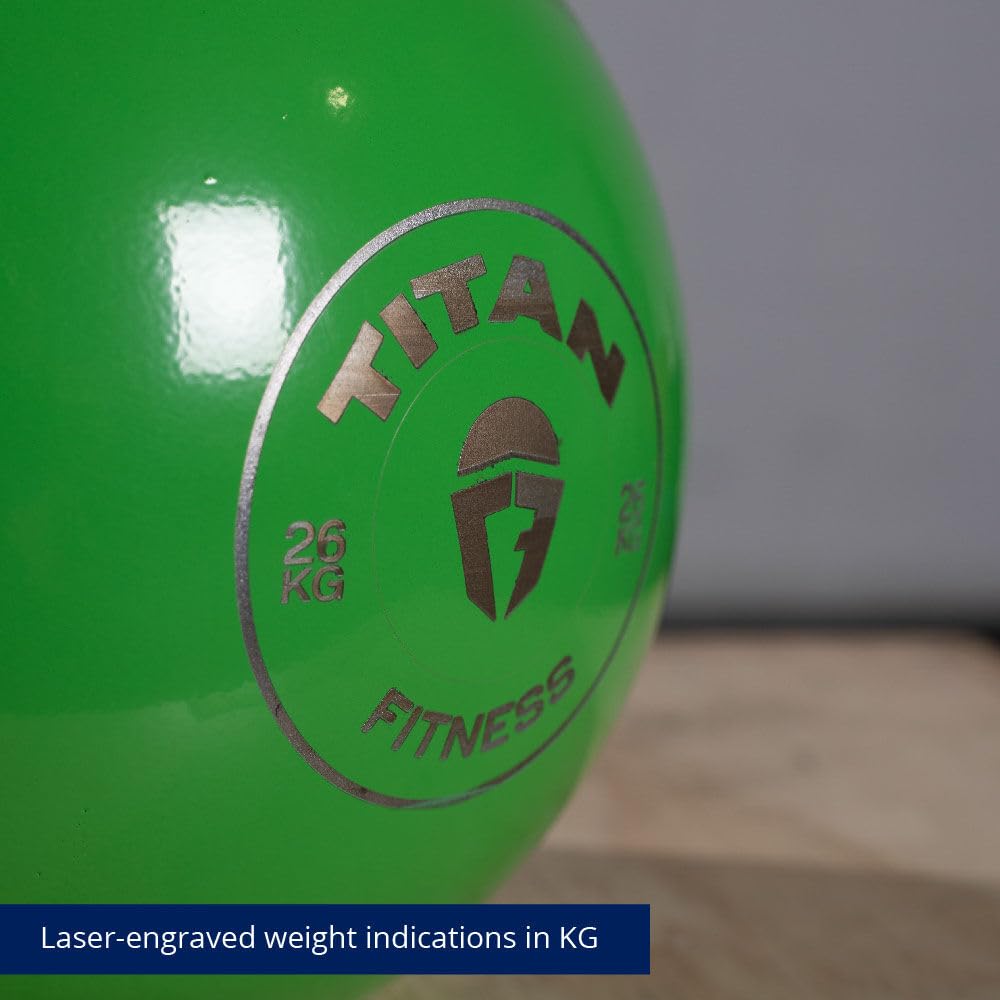 Titan Fitness 26 Kg Competition Kettlebell, Single Piece Casting, Kg Markings, Full Body Workout