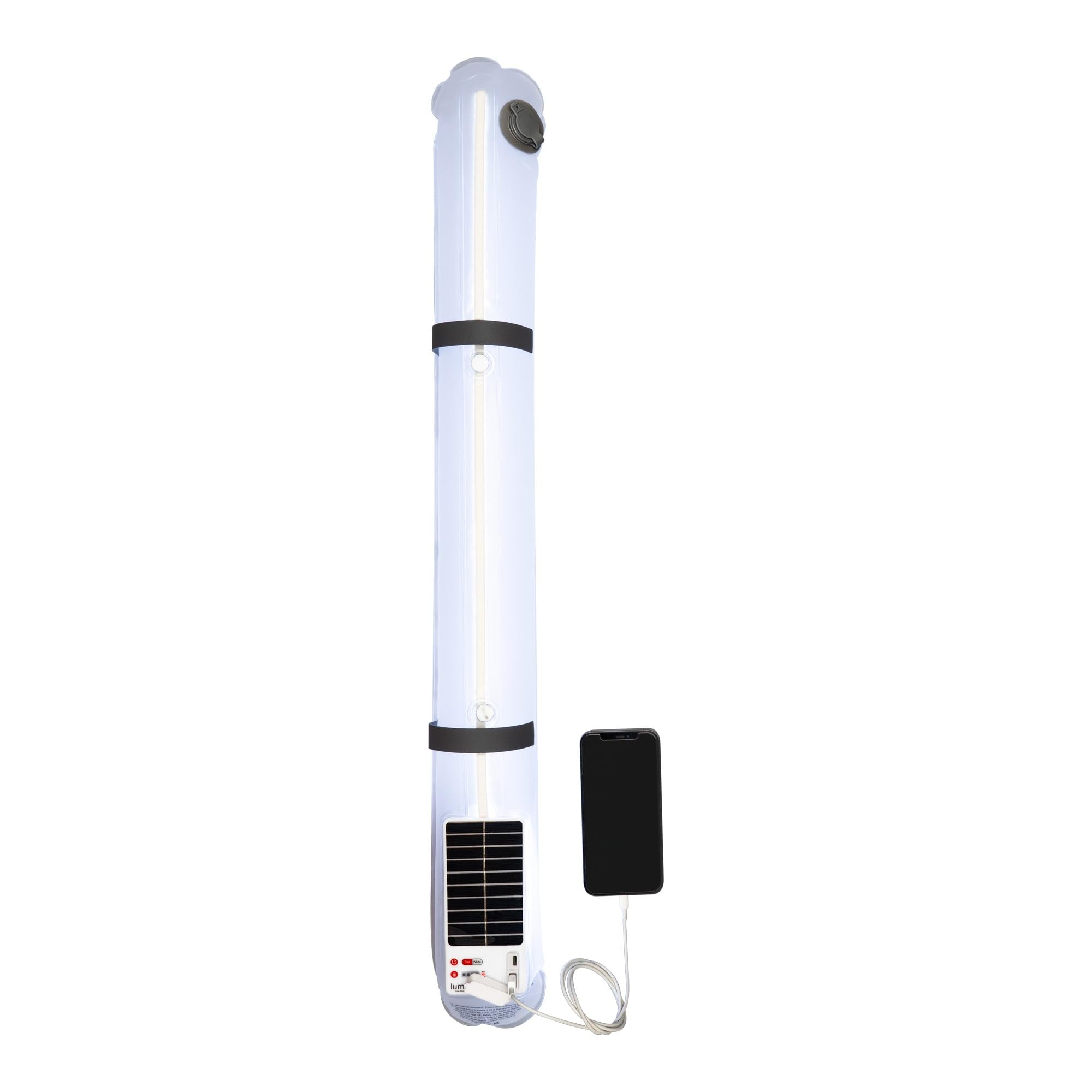 LuminAID Solar Beam with Phone Charger - Shatterproof & Waterproof Inflatable Tube Lantern with 300 Lumens of Bright LED - Perfe