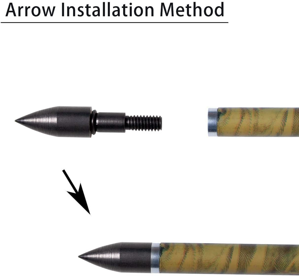 [6 Pack] Archery Sharly 31Inch Carbon Arrow Practice Hunting Arrows With 5 Camo Natural Feathers For Traditional Recurve Bow And