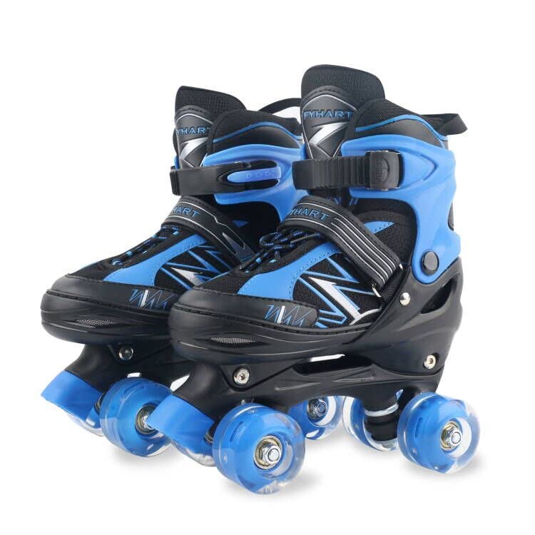 LIRENGUI Boys Roller Skates for Kids Children Beginners, Adjustable Kids Roller Skates with All Light Up Wheels for Sports, Blac