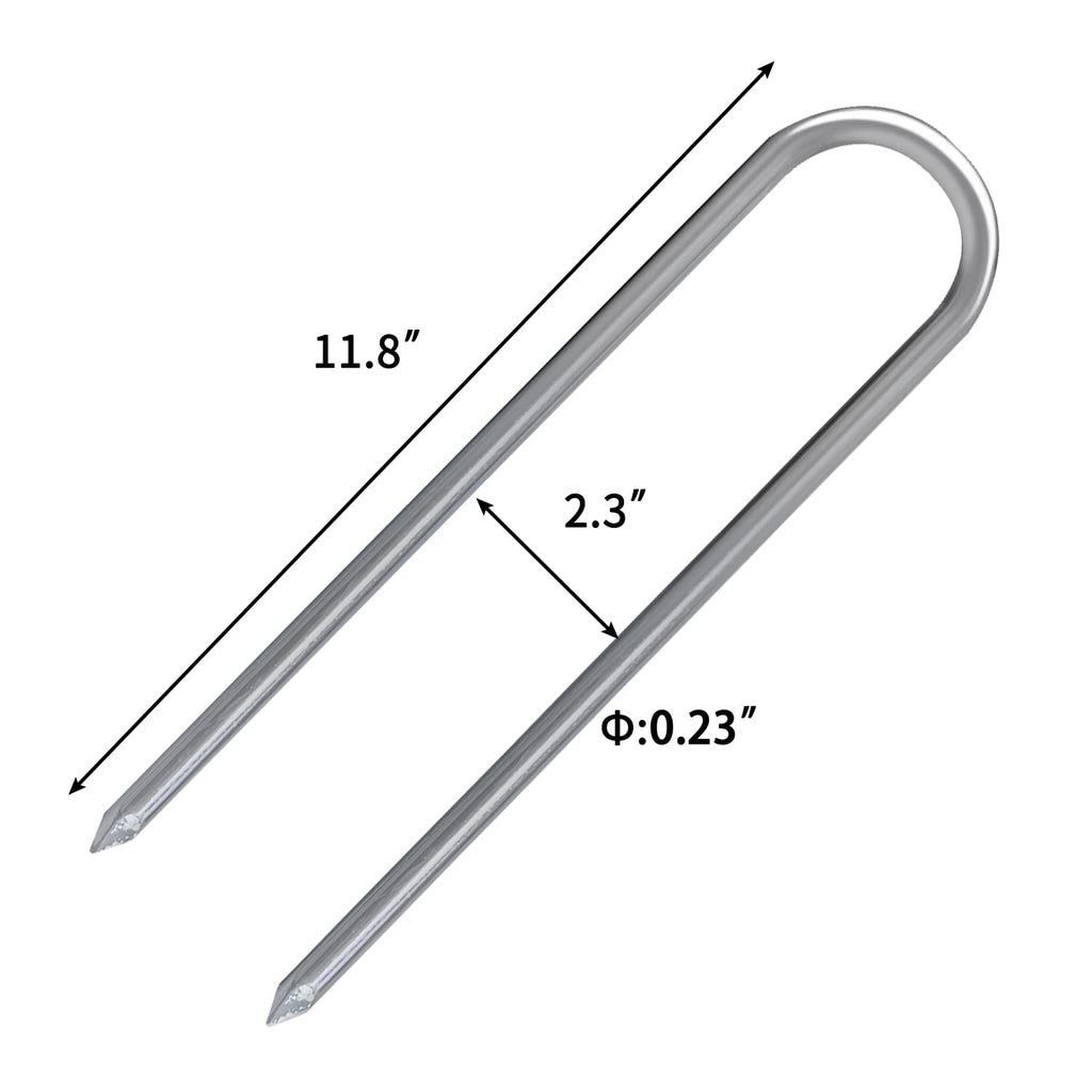 Sutekus Trampoline Stakes Wind Stake Heavy Duty U Shape Steel Ground Anchors For Trampoline Garden Camping Soccer Goals (Silver/