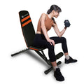 Gymenist Exercise Bench Adjustable Foldable Compact Workout Weight Bench Easy To Carry No Assembly Needed, Black-Orange (Fold-11